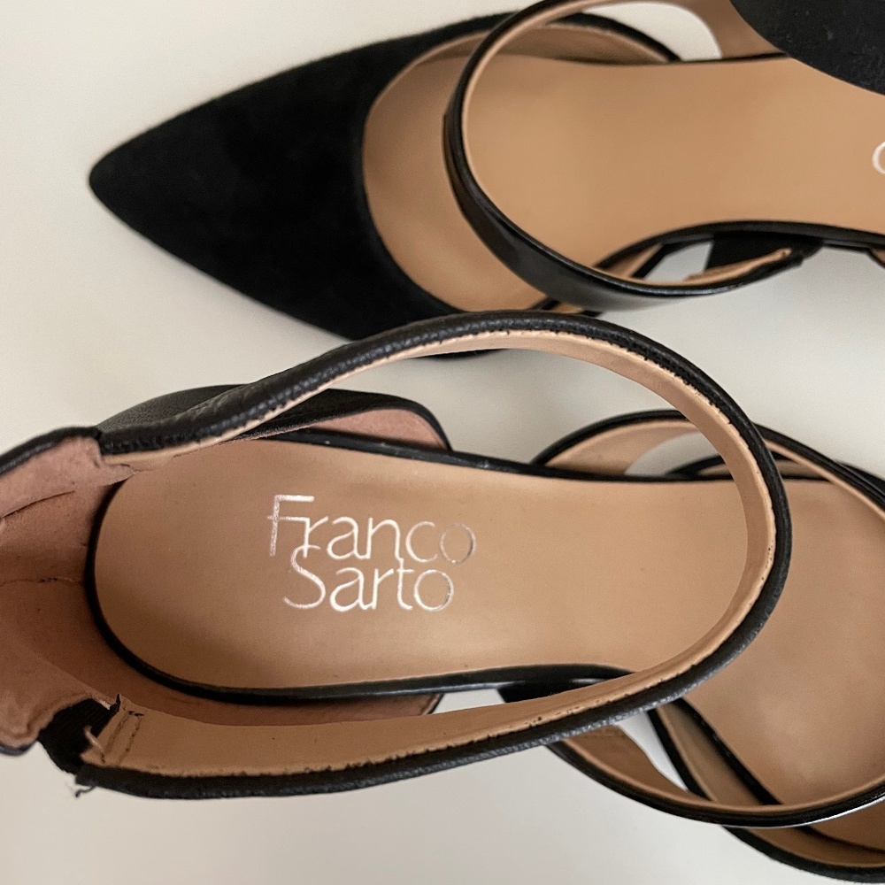 Franco Sarto  black suede closed toed shoes